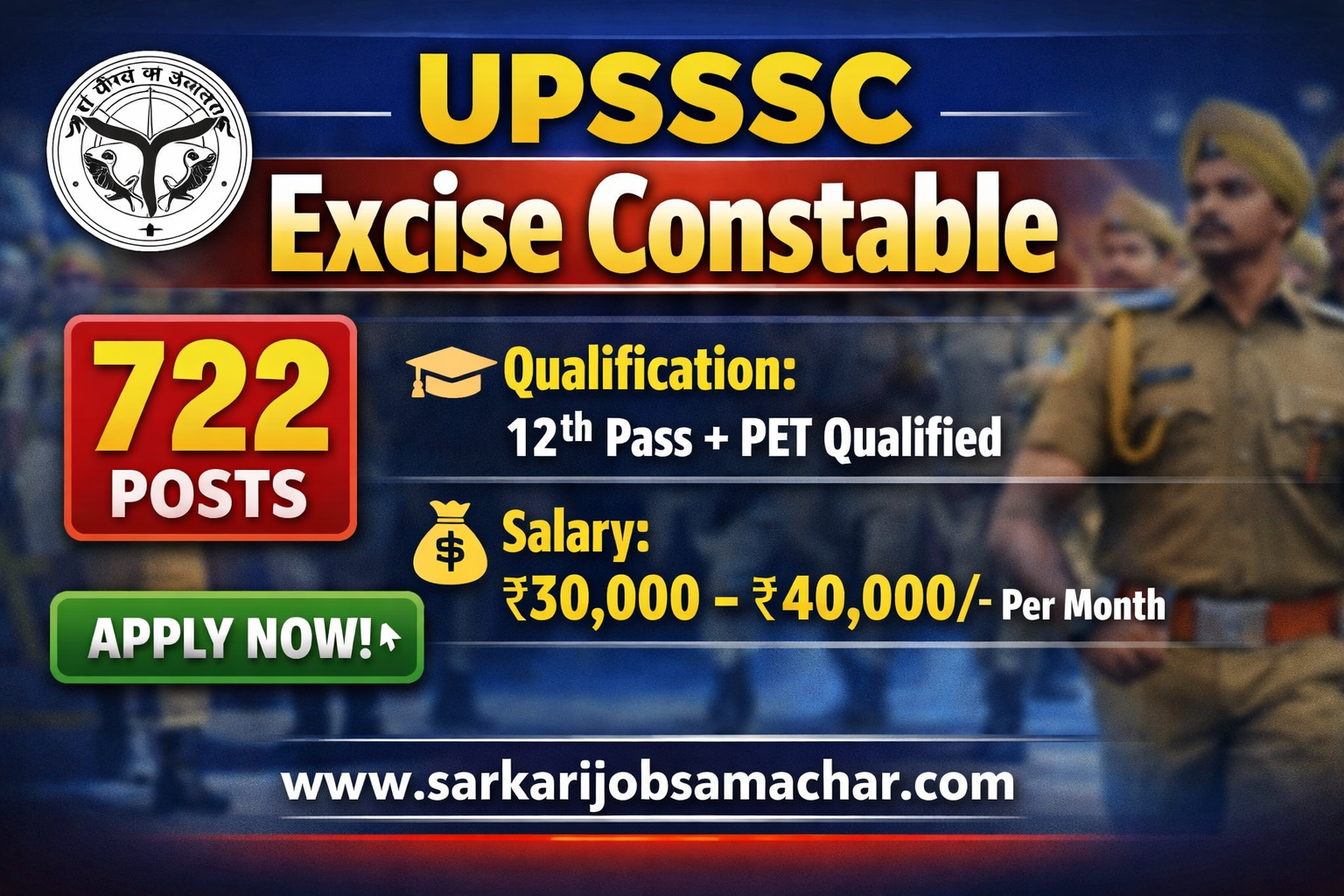 UPSSSC Excise Constable (Aabkari Sipahi) Recruitment 2026 – Apply Online for 722 Posts